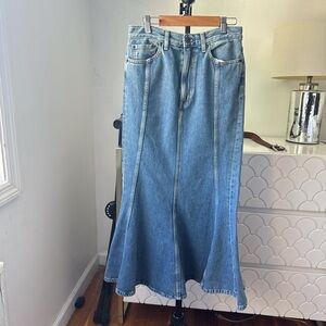 COS Blue Flare Denim Skirt
